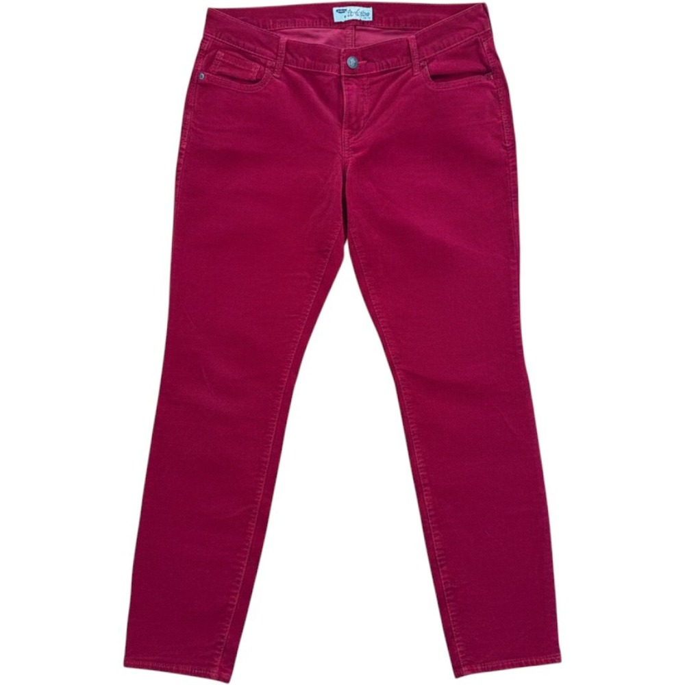 Old Navy Rockstar Velvet Pants Women's 14 Burgundy Wine Skinny Holiday Y2K